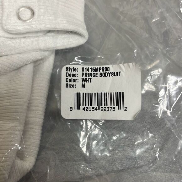 Revolve nPhilanthropy White Ribbed Prince Tank Thong Bodysuit Ruched Side Med NW - Picture 12 of 12